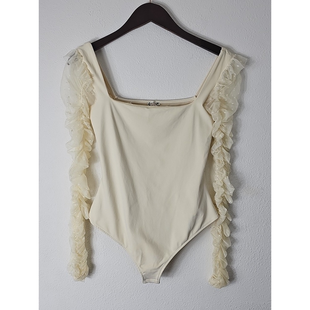 free people intimately Ivory Square Neck Sheer Sleeves Size‎ S